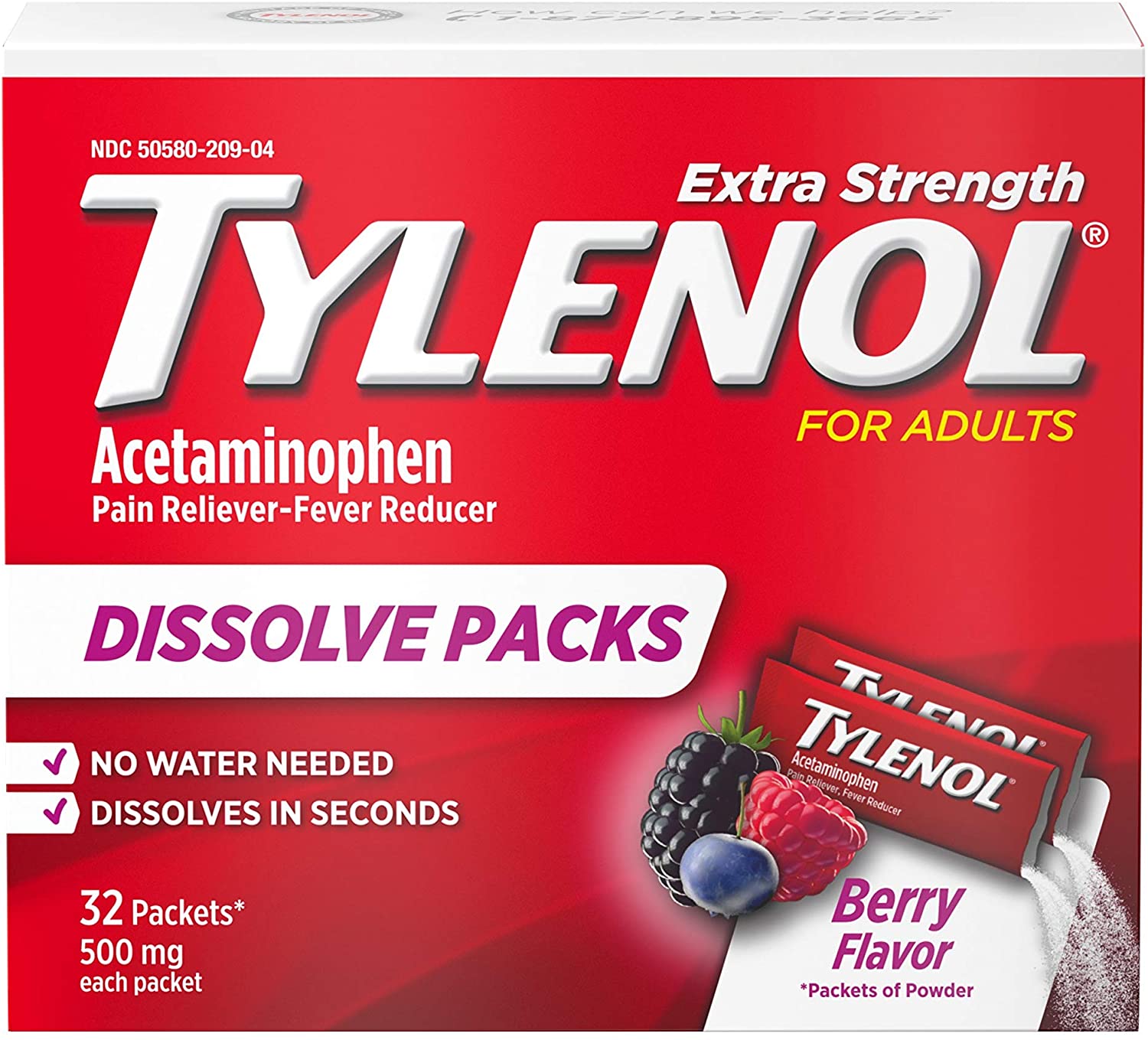 Tylenol Extra Strength Dissolve Packs - 32 Paket