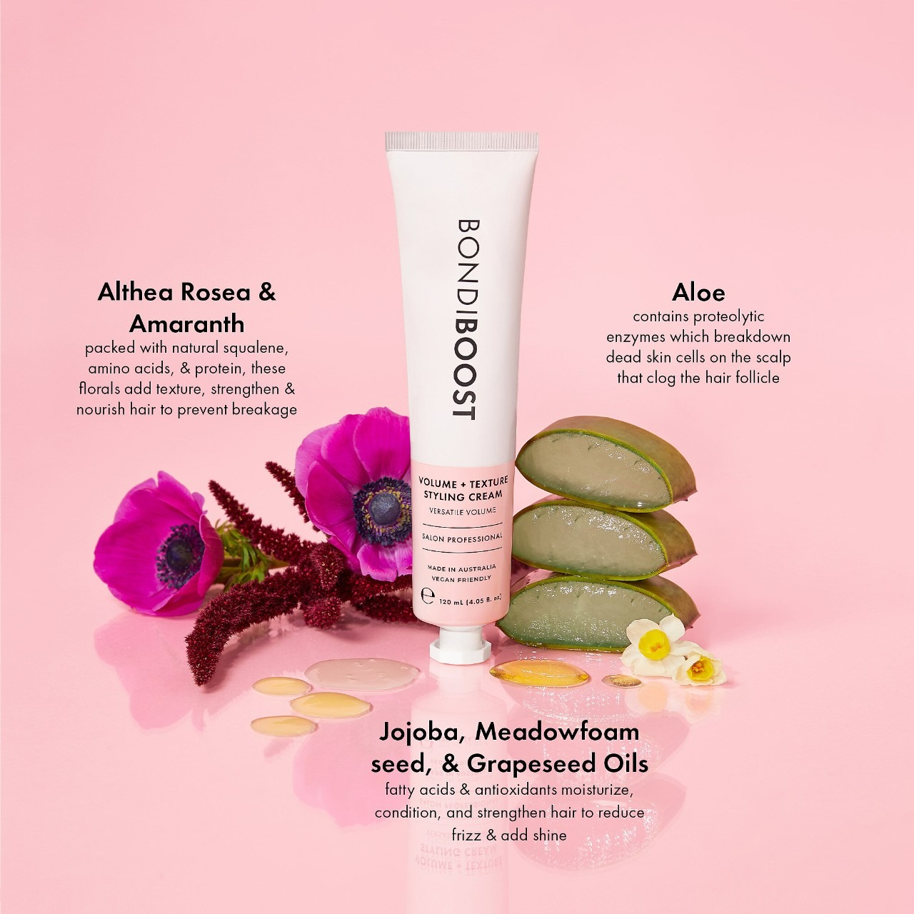 BondiBoost Volume & Texture Styling Cream with Aloe & Rosemary - 4.05 Oz